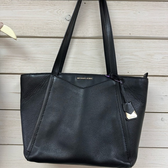 Michael Kors Pebbled Leather Black Tote Bag - Picture 2 of 10